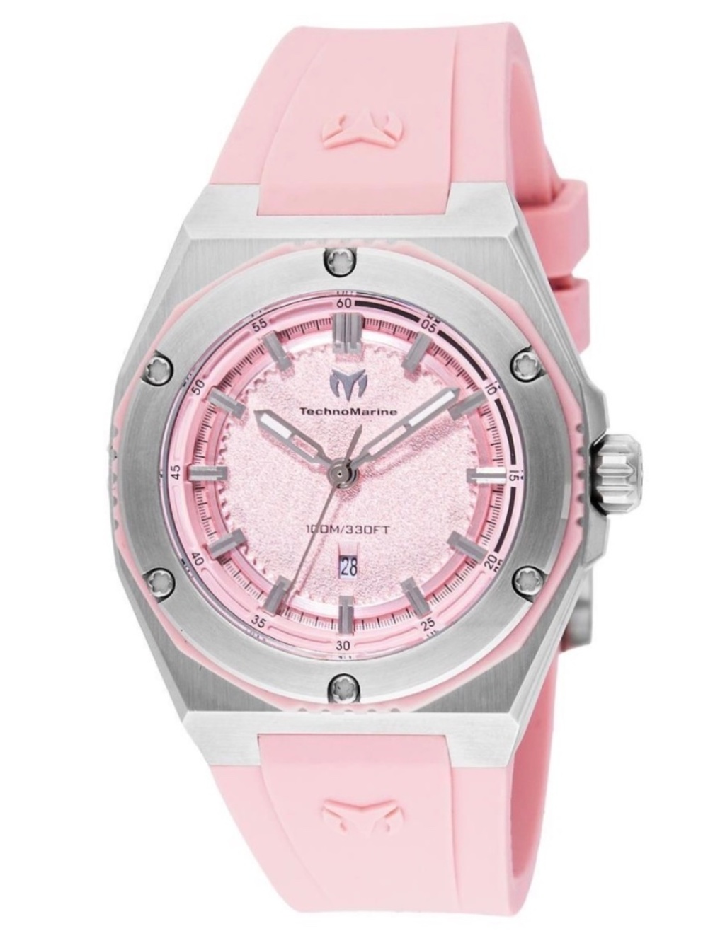 NWT TM-416053 Women's Watch Coral Legacy Quartz Pink Dial Rubber Strap 36mm